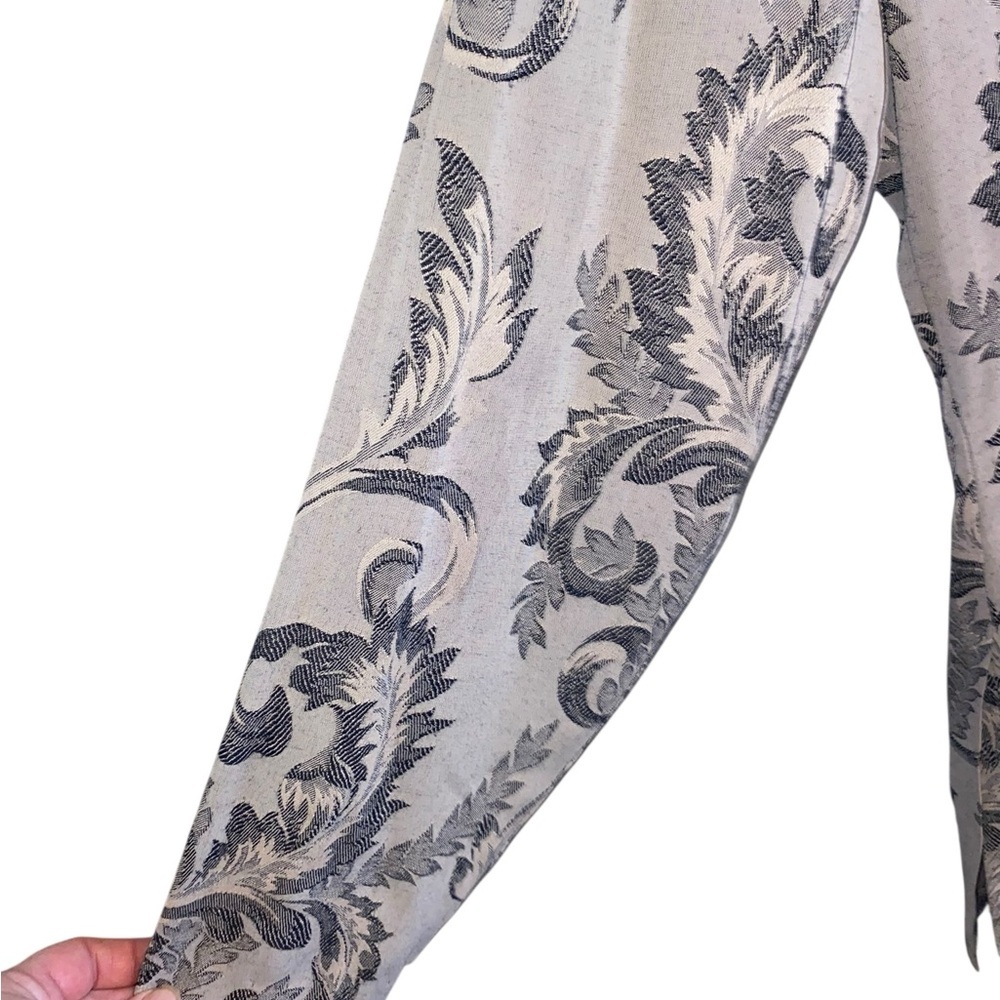 vintage 90s Scarlet tunic blouse beige black taupe damask Mandarin closure - Picture 8 of 13